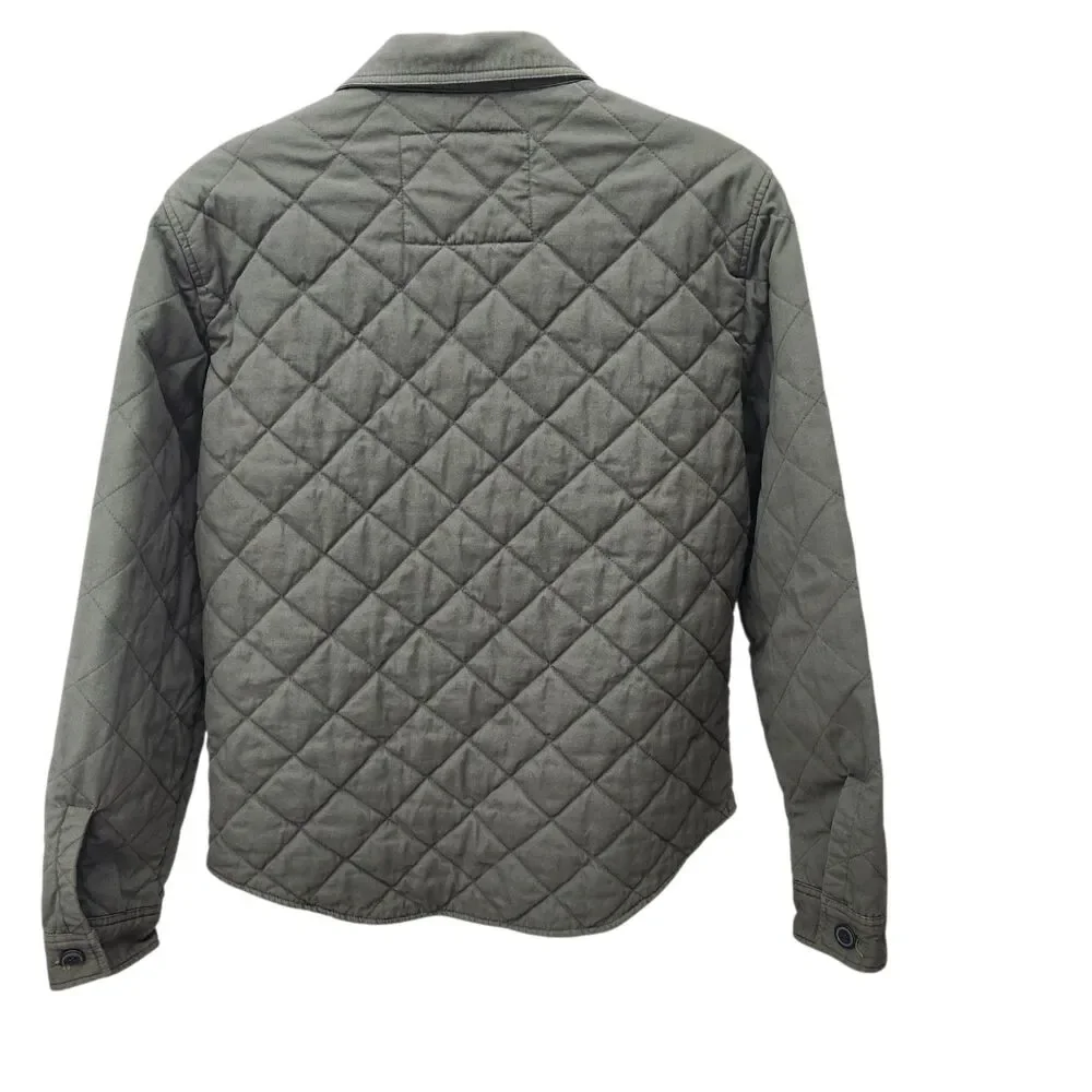 Levis Diamond Quilted Shirt Jacket Mens Medium Green Zip Button Gorpcore Utility